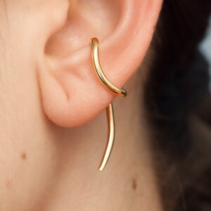 Pendulum Ear Cuff Sculptural earring Silver ear cuff 24k gold vermeil Edgy earring Contemporary earring Conch ear cuff image 1