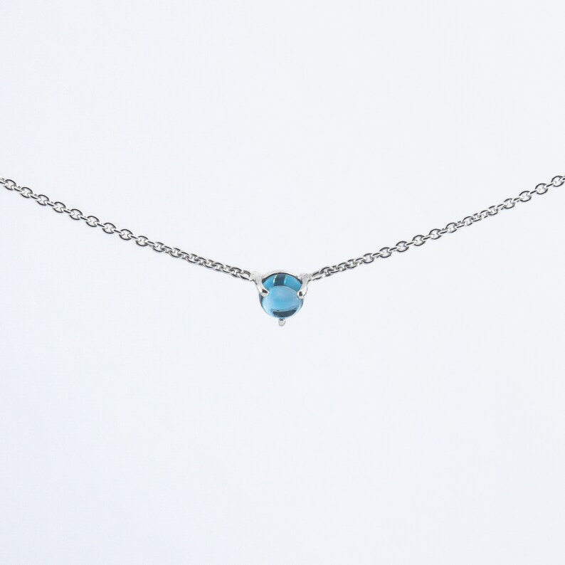 Dainty necklace Silver necklace London blue topaz Stone circle necklace Minimalist necklace Fine necklace Elegance necklace