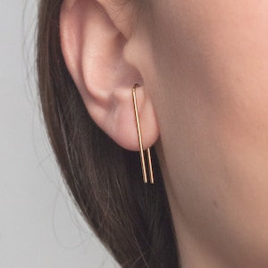 H Lobe Cuff · Custom size · Modern suspend earrings · Ear hangers · Tiny bar stud · Geometric earrings · Edgy earrings · Minimal earring