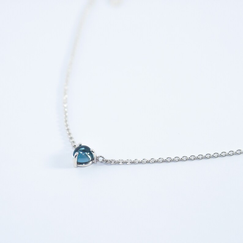 Dainty necklace Silver necklace London blue topaz Stone circle necklace Minimalist necklace Fine necklace Elegance necklace