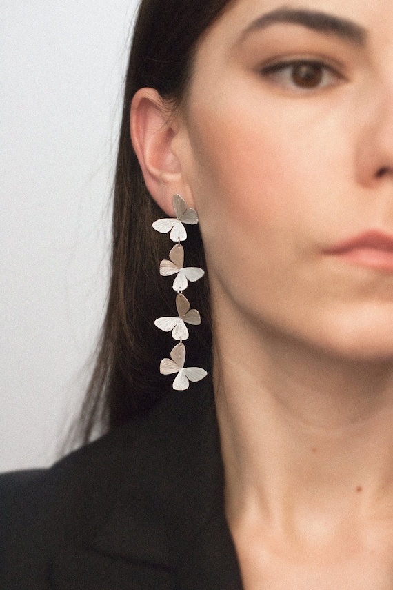 Big Butterfly · Butterfly earrings · Wings earrings · Fairy earrings · Butterfly dangle · Long earrings · Silver earrings