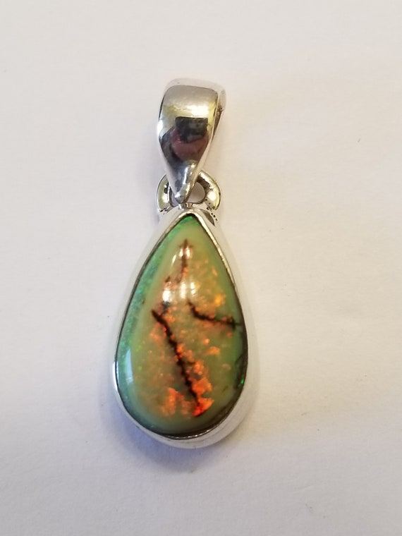 Sterling Silver Pendant with a Sterling Opal Etsy