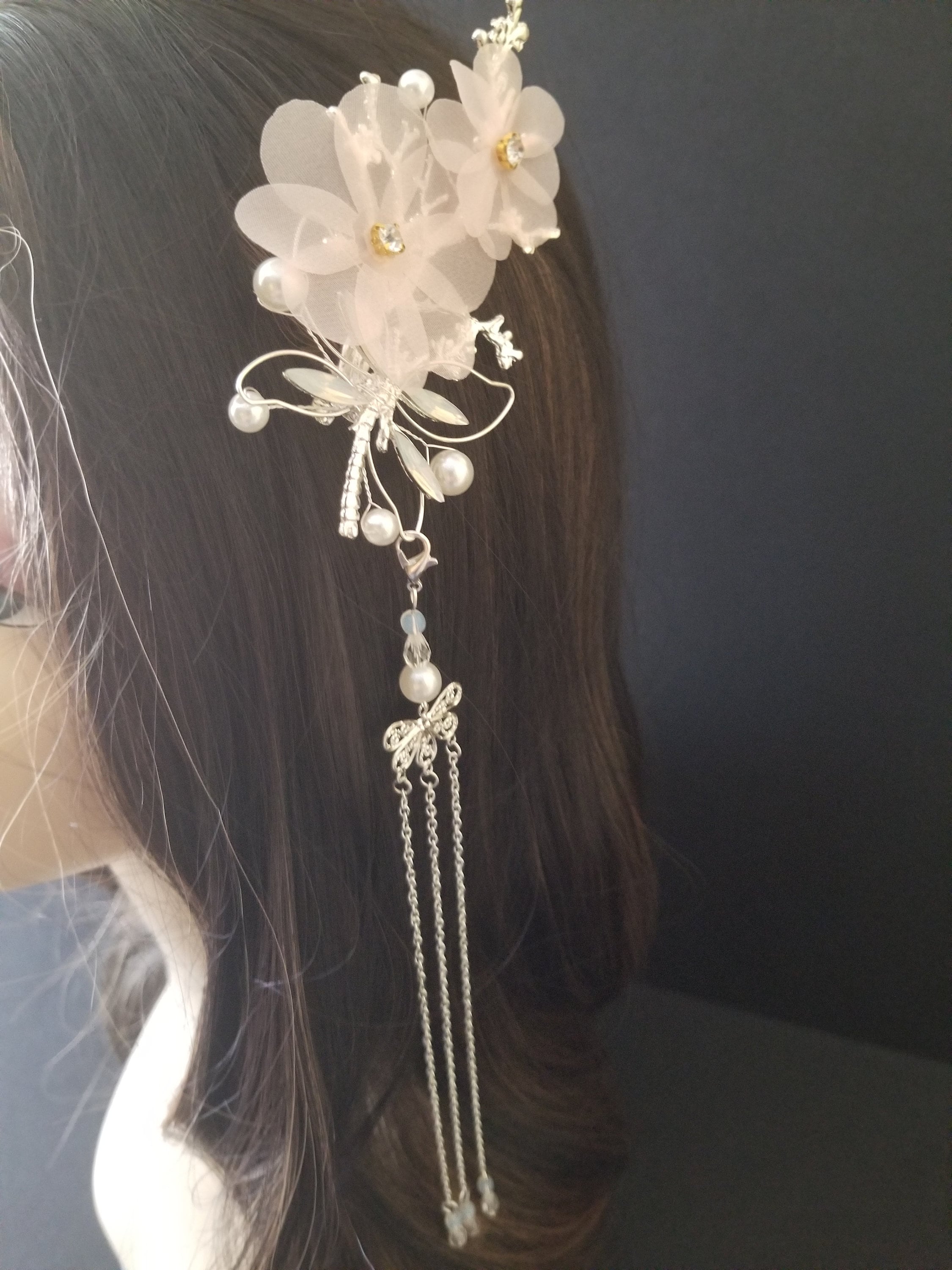 Beautiful Japanese Hair Pin With Hanging Fringe Crown Tiara Etsy