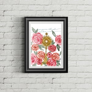 Katholischer Schriftzug | Katholische Kunst | Eucharistie | Katholische Heilige | Katholisches Dekor | Florale Illustration | Jesus | Christkunst | Fronleichnam