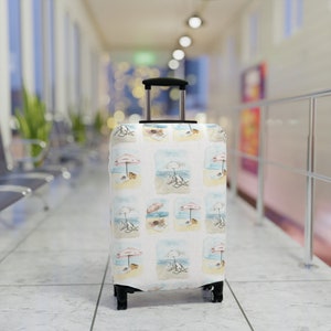 Beach Luggage Cover, Watercolor Suitcase Cover, Pastel Suitcase Skin, Luggage Protection
