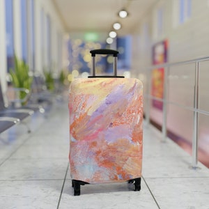 Pink Orange Luggage Cover, Watercolor Suitcase Cover, Pastel Suitcase Skin, Luggage Protection