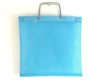 Sac à courses bleu, sac caba vintage, sac à provisions, panier courses vintage, caba bleu, sac shopping vintage, sac courses plastique bleu