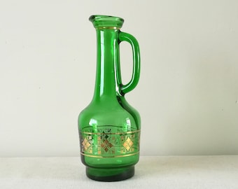 Carafe en verre verte, carafe vintage, carafe d'eau, pichet en verre vert, pichet en verre vintage, décanteur en verre,vintage decanter,1960