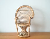 Rattan chair, Emmanuelle chair, rattan chair for doll, wicker chair, vintage armchair, plant door, 1970, rattan armchair