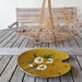 Années 1960 Plateau à fromages Céramique vernissée décor paille Marron