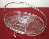 Vintage aperitif tray, vintage chiseled glass tray, mute glass servant, beggar, compartment tray, snack tray, 1920 tray