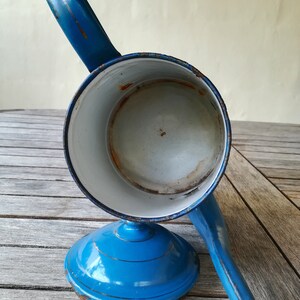 Blue enameled coffee pot, vintage enameled coffee pot, enamel pitcher, enamel coffee pot, vintage coffee pot, blue enameled coffee maker image 6