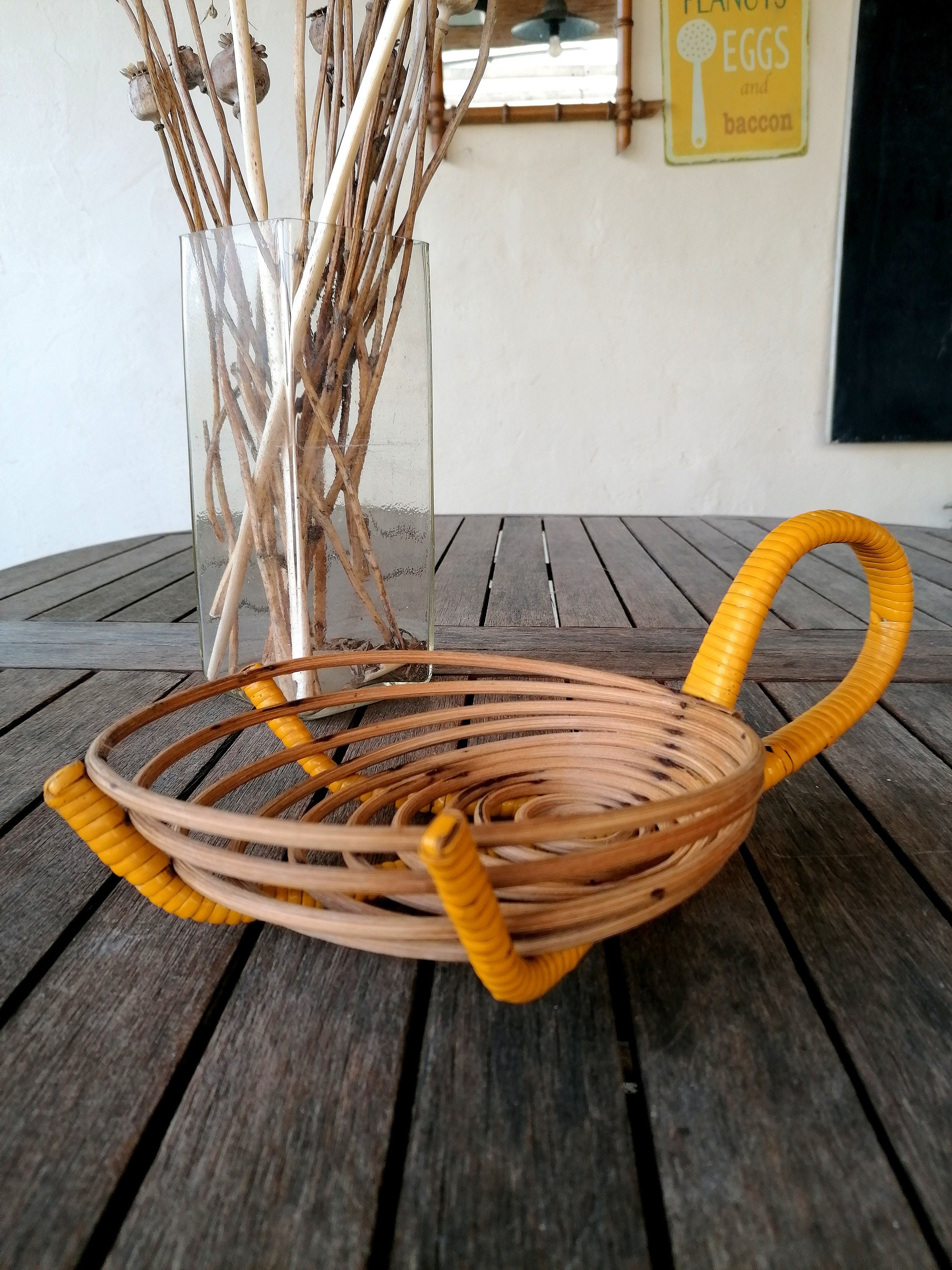 Corbeille Osier Vintage, Panier Osier, Corbeille à Fruits, Campagne Française, Wicker Basket