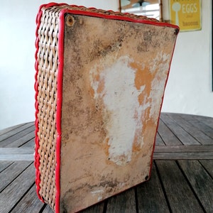 Boîte à couture rotin et scoubidou vintage, panier rotin, Rattan sewing box, 1930 image 9