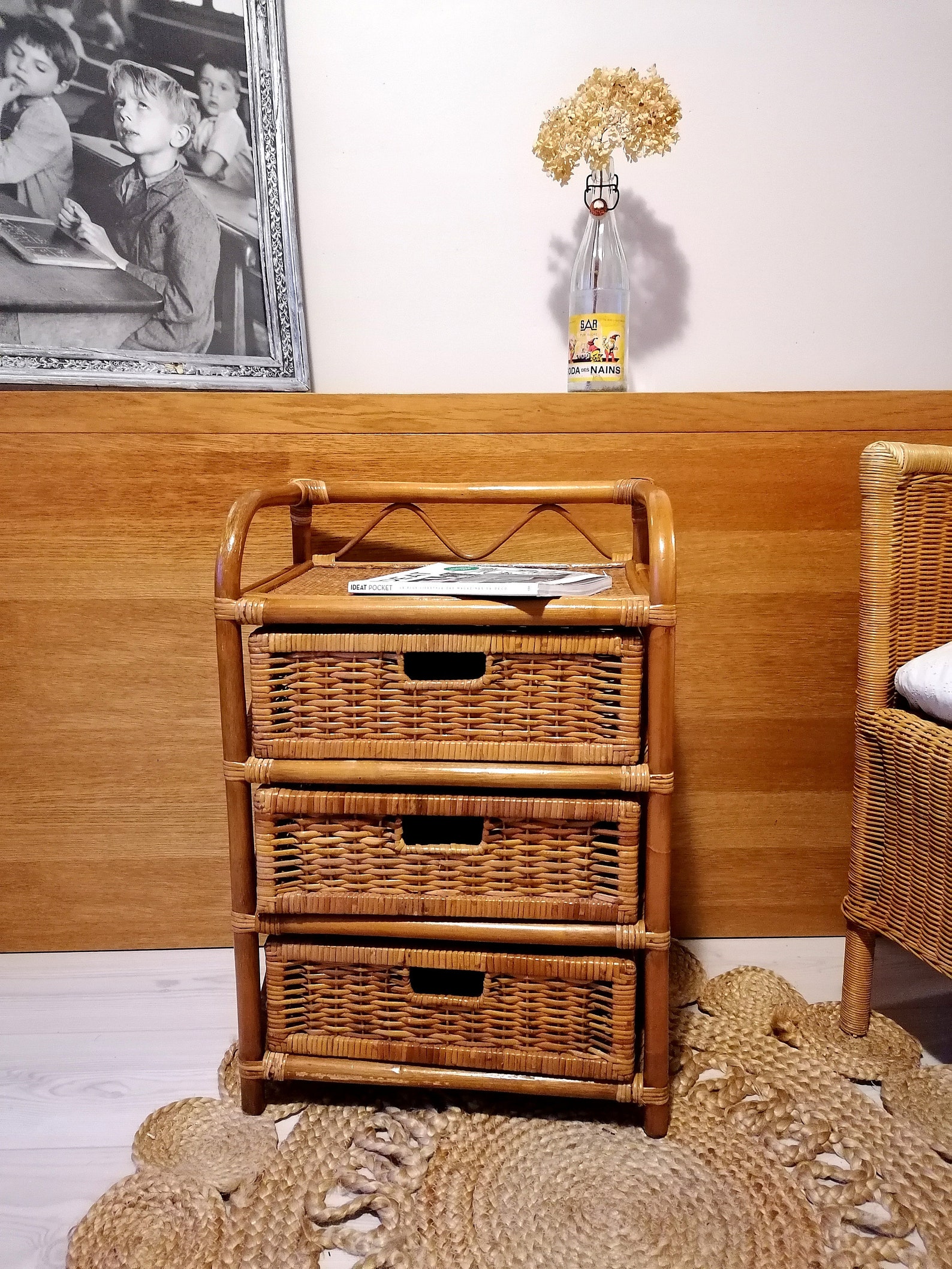Vintage Rattan Furniture Threedrawer Rattan Dresser Rattan Etsy