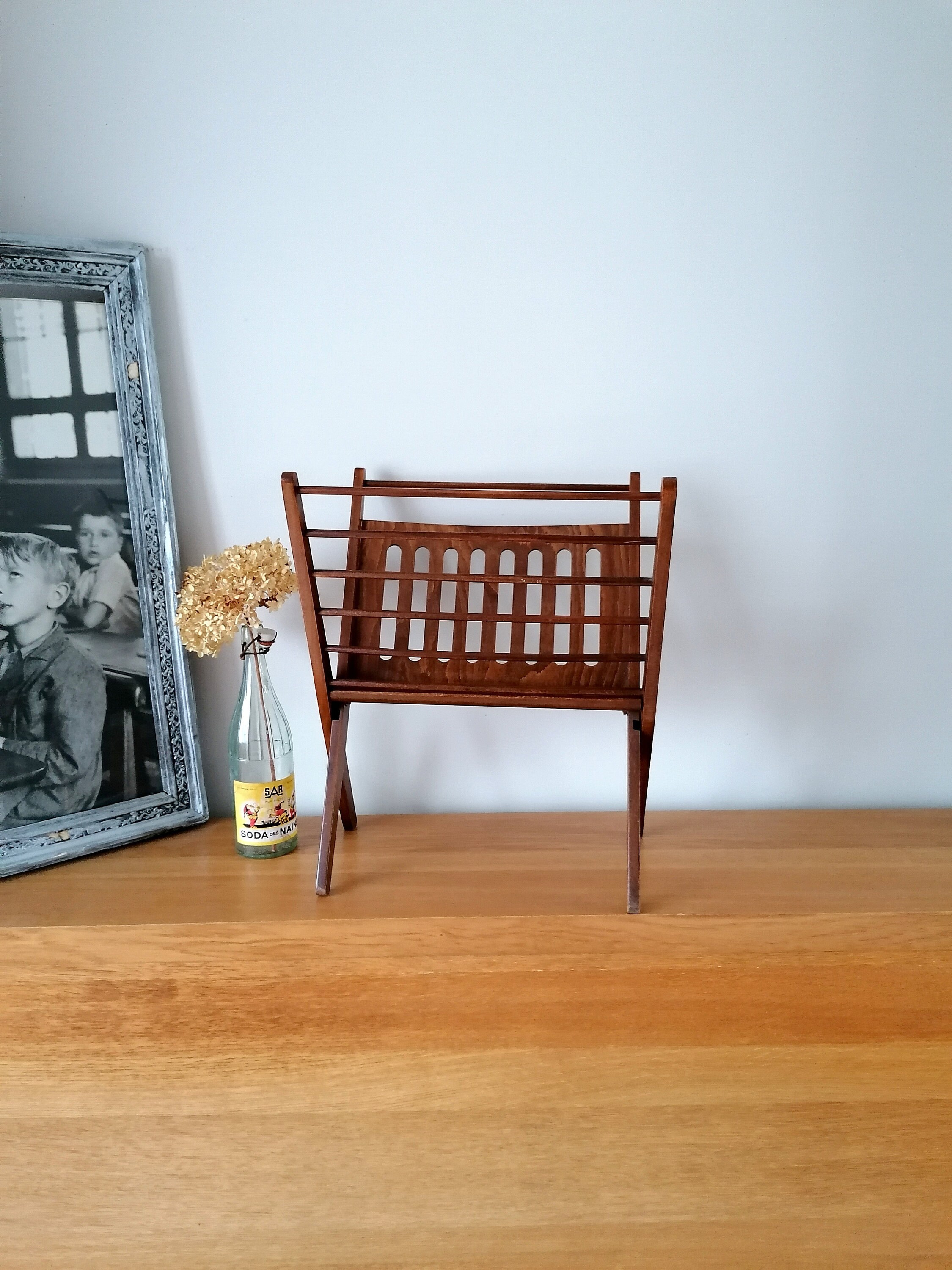 Porte Revue Vintage, Porte Cees Braakman, Design, Journaux Bois, Porte Magazine, Designe Magazine Ra