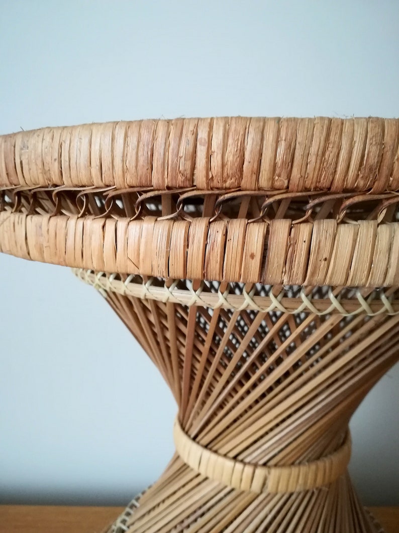 Vintage hourglass rattan side table rattan bedside table Etsy