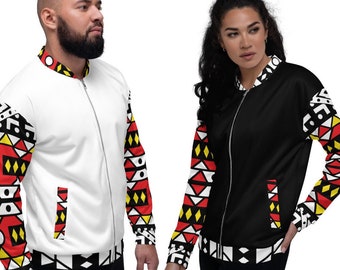 African bomber jacket African wax varsity jacket Samakaka man woman Ankara fabric colorful tribal motif Angola Semba Kizomba - Kizmethat