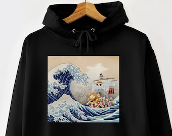 The Great Wave off Kanagawa Hoodie Hokusai Anime Hoodie Sweater Japanese Art Gift Ukiyo-e Pullover