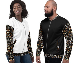 African bomber jacket varsity jacket blouson wax African jacket men women mudcloth Bogolan Mali Ankara fabric African pattern - Kizmethat