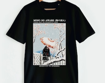 Japanese woodblock print shirt, Japanese art Ukiyo-e shirt, geisha, snow, winter, Christmas gift for Japan lovers, nostalgia, melancholia