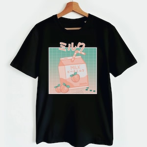 90s Japanese Aesthetic t-shirt Kawaii Anime Peach Milk Shake shirt, T-shirt for Japan lovers, Cute gift for anime fan