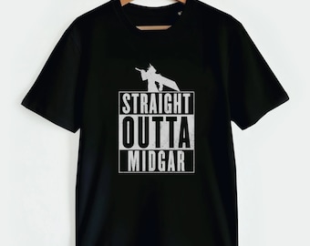 Final Fantasy 7 shirt FF7 shirt FFVII Straight outta Midgar tee Cloud Strife Buster sword geek anime gift otaku manga gamer video game
