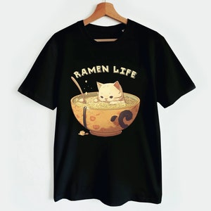 Camiseta Ramen Life Cat Neko Kawaii Kitty para amantes del ramen y la cocina japonesa