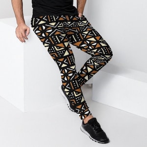 African print men&#39;s joggers Ankara sweat pants men wax track pants tracksuit trousers jogging Bogolan Mudcloth ethnic pattern Mali Kizmethat