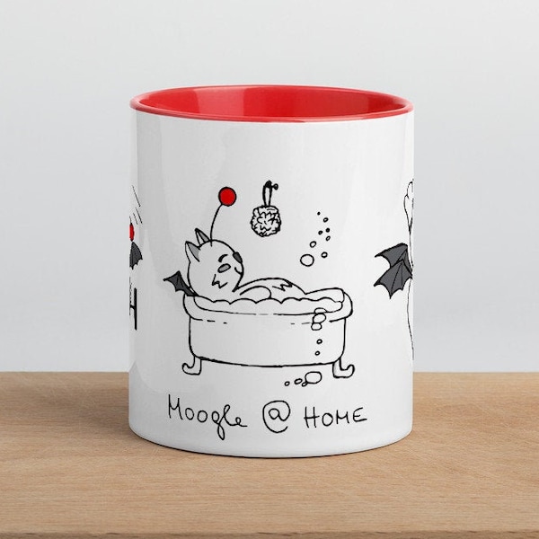 Mogry Tasse Final Fantasy Kaffeetasse FF7 FFVII Moogle at Home Kupo Tasse Geek Geschenk Anime Otaku Manga Videospiel Gamer Kawaii