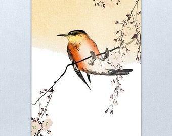 Japanese art metal print Japanese woodblock print bird and cherry blossoms Metal poster Ukiyo-e Vintage Art Print Ohara Koson