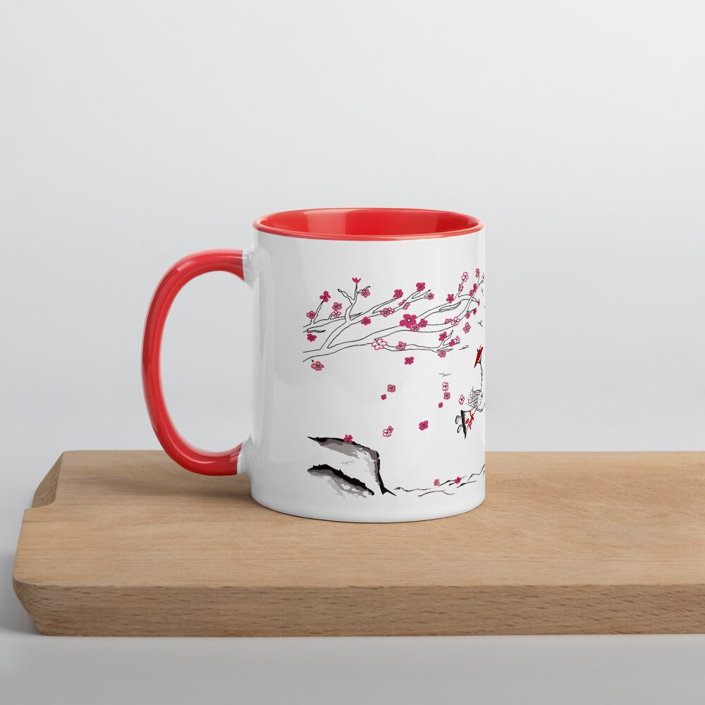 Mug Personnalisé Manga - Paysage Japonais Et Cerisiers (Sakura) - 325 Ml - Fait Main En France - Avec Boîte