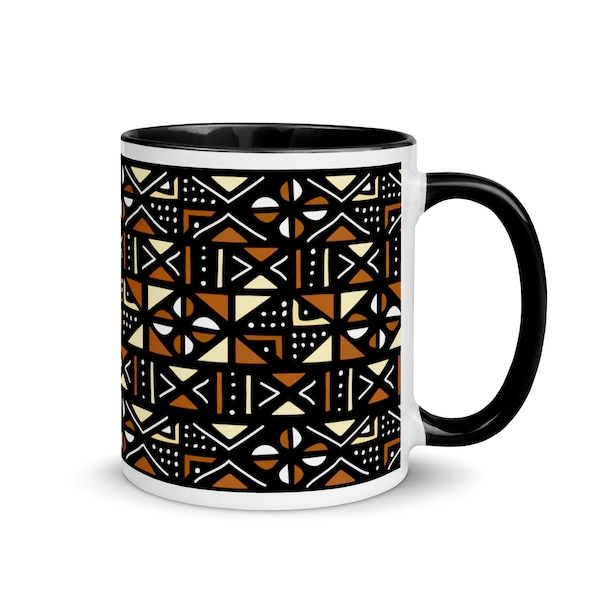 Mug avec motif africain wax Bogolan Mali, Tasse à café africaine, cadeau africain original, design traditionnel ethnique Afrique - Kizmethat