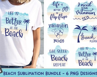 Beach Sublimation Bundle | Summer Sublimation Designs | PNG files for print, print and cut and sublimation - Cricut and Silhouette