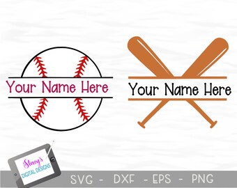 Baseball SVG -  Baseball Split monogram SVG files - Bats and ball