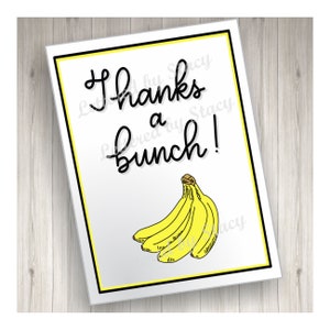 Danksagungskarte - Danke ein Bündel mit Bananen Wortspielkarte, zum Ausdrucken, zum Herunterladen, handschriftlich