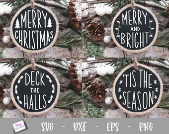 Christmas Mini Bundle - 4 Round Ornament SVG Designs