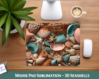 Seashell Mouse Pad Sublimation Design | Mousepad Sublimation | Seashell Mousepad PNG
