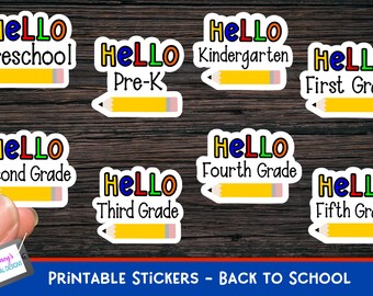 Back to School Stickers Bundle - 8 Grade Level Stickers | Back to School Stickers png | PNG Download