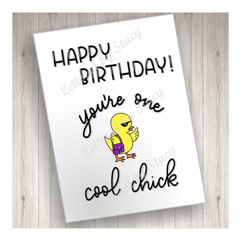 Birthday Card Happy Birthday You're one cool chick | Etsy