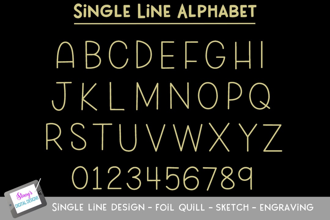 Single Line Alphabet - Foil Quill - Sketch - Engraving - Laser - Etsy