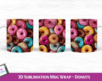 Donut Mug Wrap | 3D Donut Mug | Sublimation Mug Wrap  | 3D Mug Sublimation | PNG Format