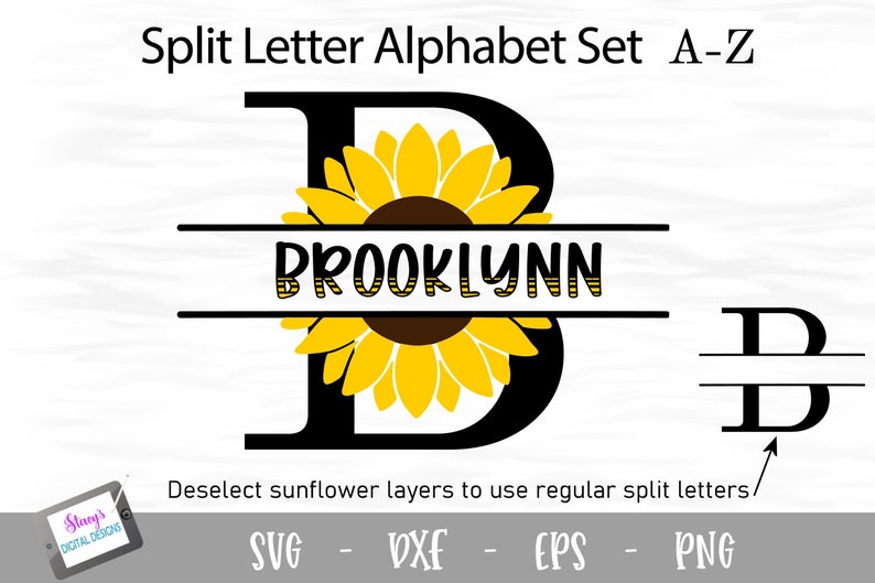 Download 26 Sunflower Monogram Svg Files Svg Png Eps Dxf Sunflower Split Letters Split Letters A Z Clip Art Art Collectibles Safarni Org