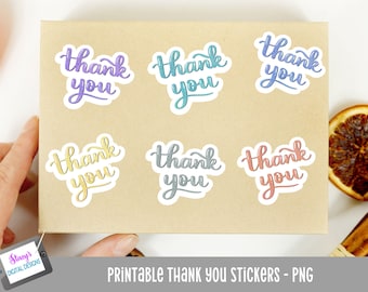 Printable Small Business Stickers - Thank you Stickers - 6 Printable Stickers - PNG Print and Cut Stickers for Cricut