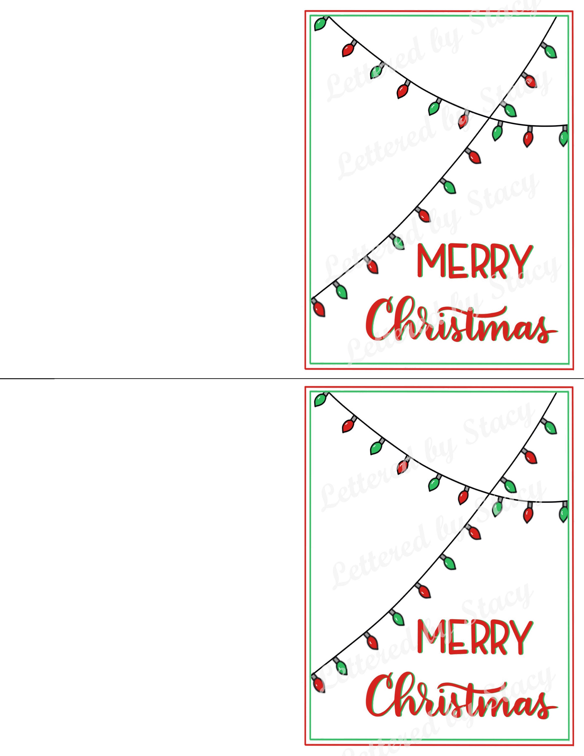 Printable Christmas card Merry Christmas with lights Etsy
