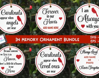 In memory ornament SVG Bundle| 6 In memory SVG designs | Christmas Ornament designs for Cricut or Silhouette | svg png eps dxf