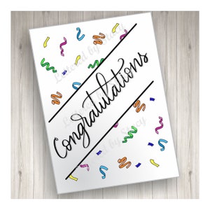 Carte de félicitations - Félicitations avec des confettis colorés, téléchargeable, imprimable