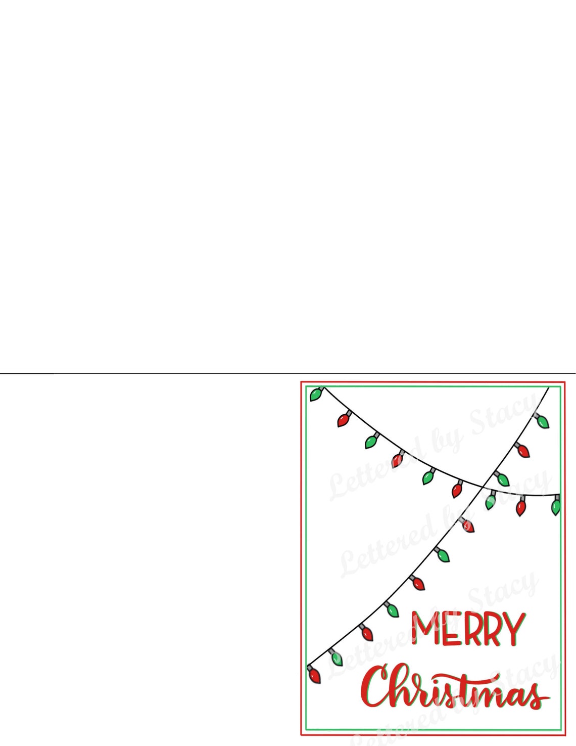 Premium vector Printable Christmas card Merry Christmas with lights | Etsy