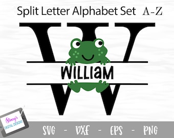 Frog Split Letters A- Z - 26 Split monogram SVG files for Cricut and Silhouette - Svg Png Eps Dxf