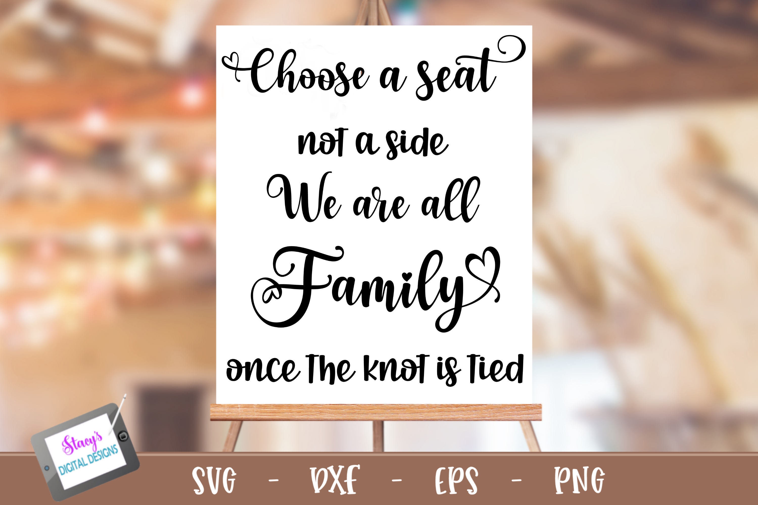 Please choose a Seat not a Side Wedding sign svg png dxf eps Chameleon  Cuttables LLC
